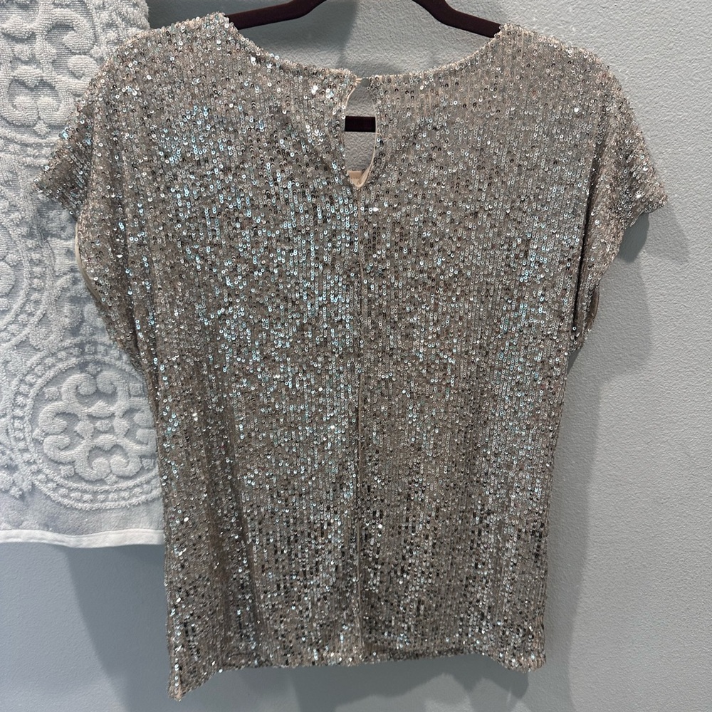 Rachel Zoe Glittering Silver Sequin Blouse - Picture 6 of 7